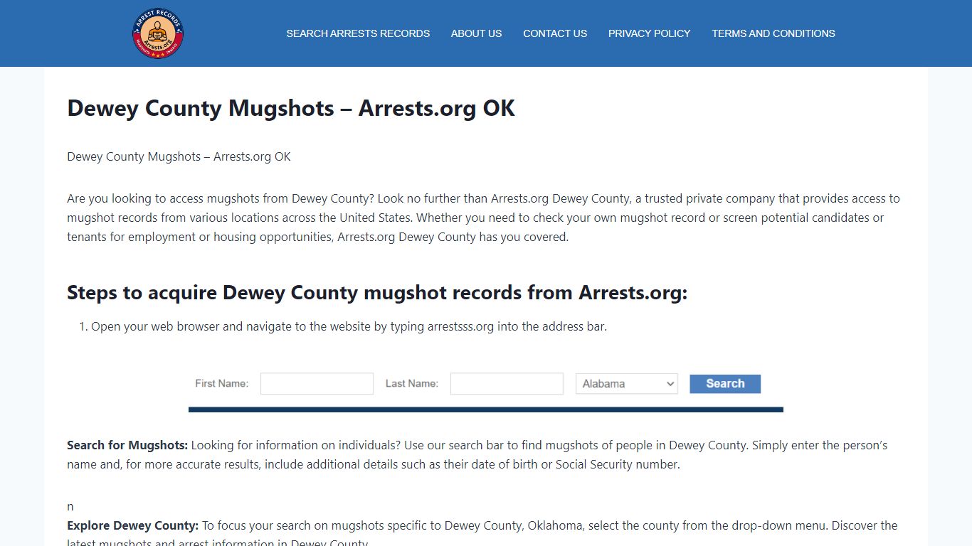 Dewey County Mugshots - Arrests.org OK